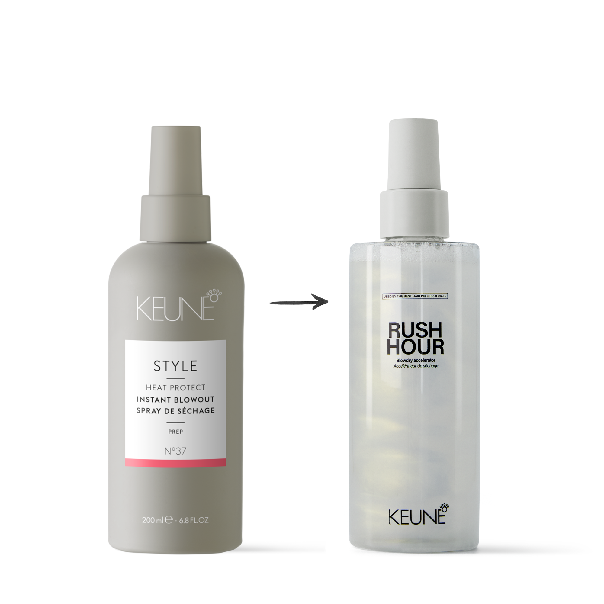 Keune Rush Hour: Haarprodukt für schnelleres Föhnen, verleiht Fülle und Hitzeschutz bis 230°C, kräftigt das Haar.